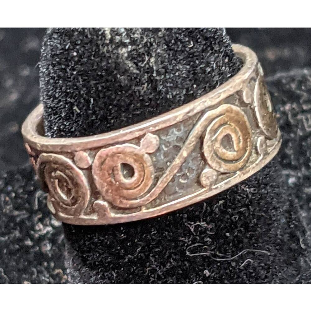 Vintage Handmade 925 Sterling Silver Celtic Filigree Spiral Pinky Small Ring 4.5